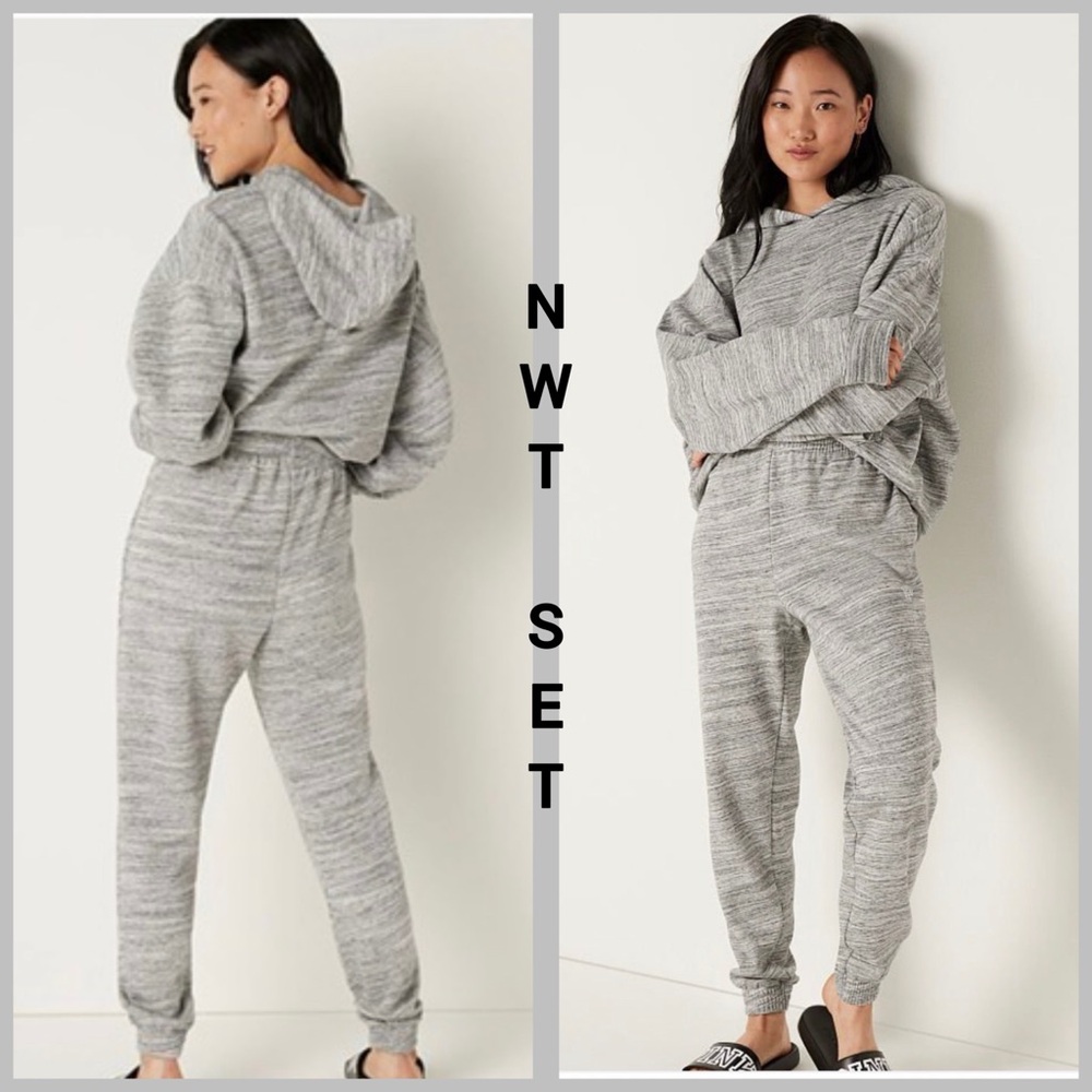 NWT VS PINK HEATHER WHITE TIGER SET
